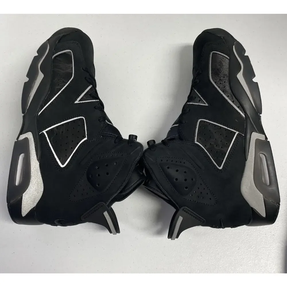 Air Jordan 6 Retro Cap and Gown IR2266 010 Size 10 Black Silver Suede Sneaker
